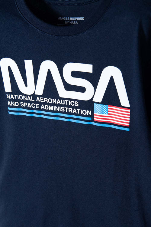 POLERA NASA MANGA CORTA AZUL PARA NIÑO