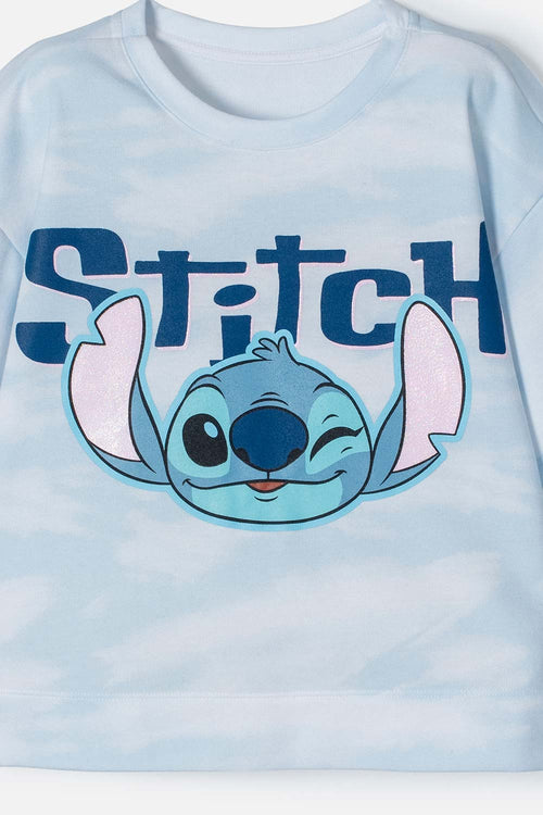 CONJUNTO DE STITCH PANTALÓN AMPLIO AZUL PARA NIÑA