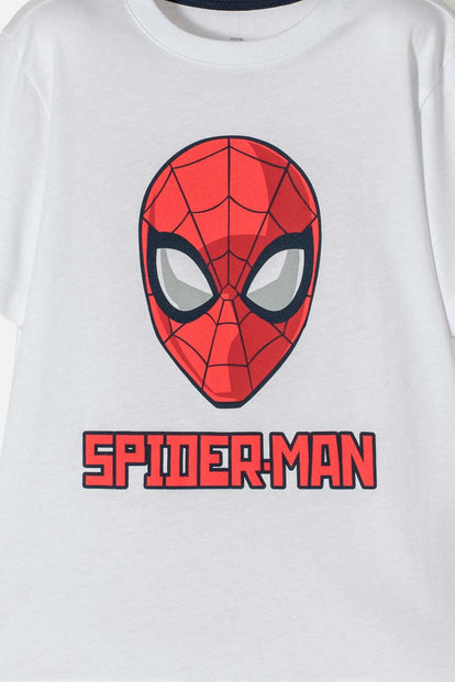 POLERA DE SPIDERMAN MANGA CORTA BLANCA PARA NIÑO