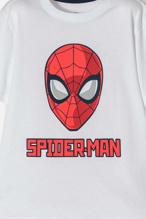 POLERA DE SPIDERMAN MANGA CORTA BLANCA PARA NIÑO