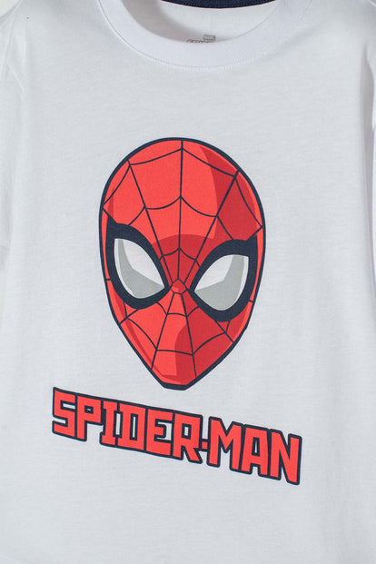 POLERA DE SPIDERMAN MANGA CORTA BLANCA PARA NIÑO