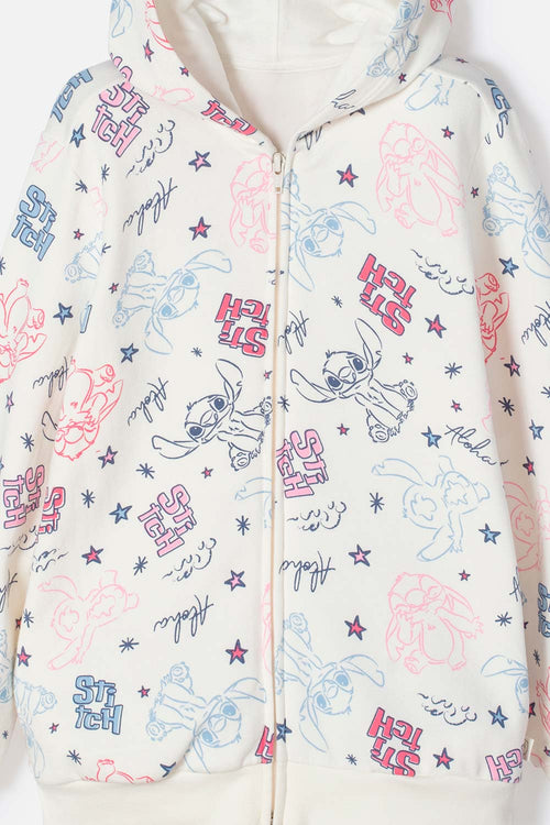 CHAQUETA DE STITCH MARFIL CON CAPUCHA PARA NIÑA