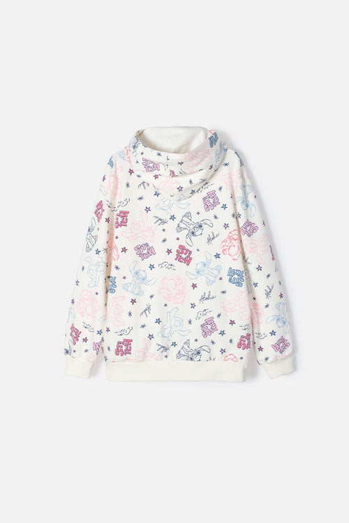 CHAQUETA DE STITCH MARFIL CON CAPUCHA PARA NIÑA