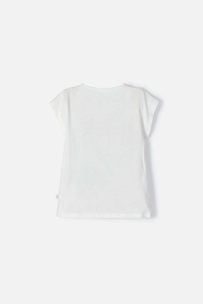 POLERA DE MINNIE MOUSE MARFIL MANGA CORTA PARA NIÑA