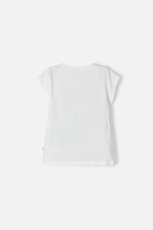 POLERA DE MINNIE MOUSE MARFIL MANGA CORTA PARA NIÑA