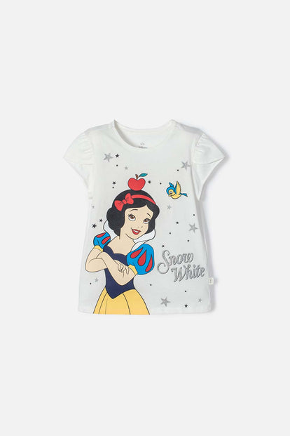 POLERA PRINCESAS DISNEY MANGA CORTA MARFIL PARA NIÑA