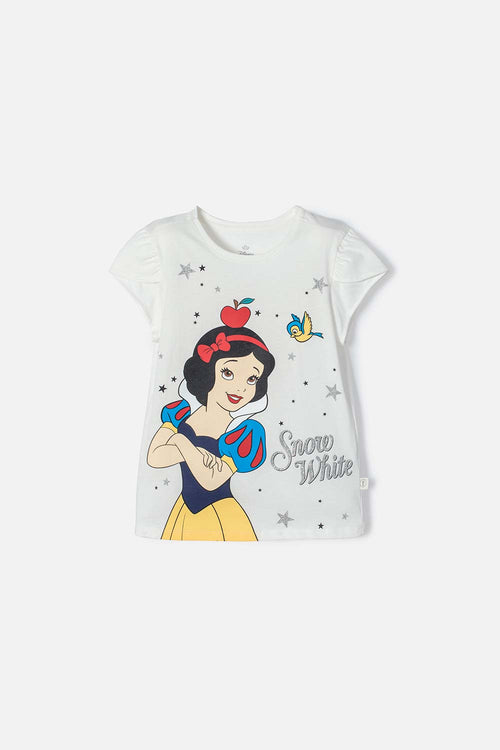 POLERA PRINCESAS DISNEY MANGA CORTA MARFIL PARA NIÑA
