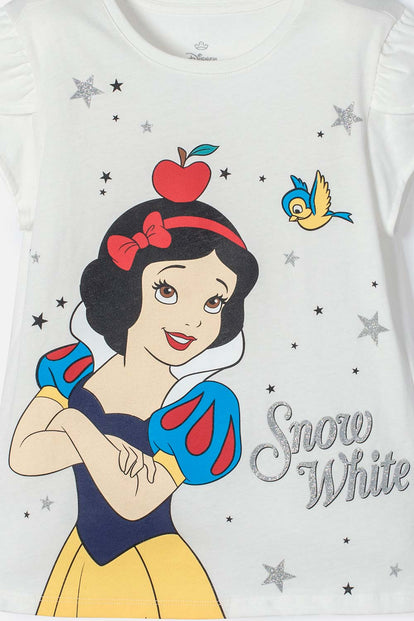 POLERA PRINCESAS DISNEY MANGA CORTA MARFIL PARA NIÑA