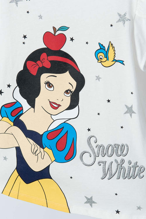 POLERA PRINCESAS DISNEY MANGA CORTA MARFIL PARA NIÑA