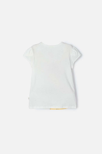 POLERA PRINCESAS DISNEY MANGA CORTA MARFIL PARA NIÑA