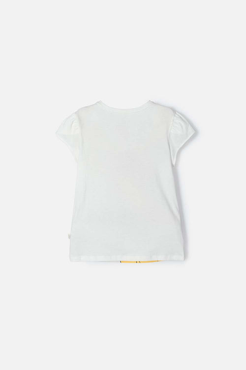 POLERA PRINCESAS DISNEY MANGA CORTA MARFIL PARA NIÑA