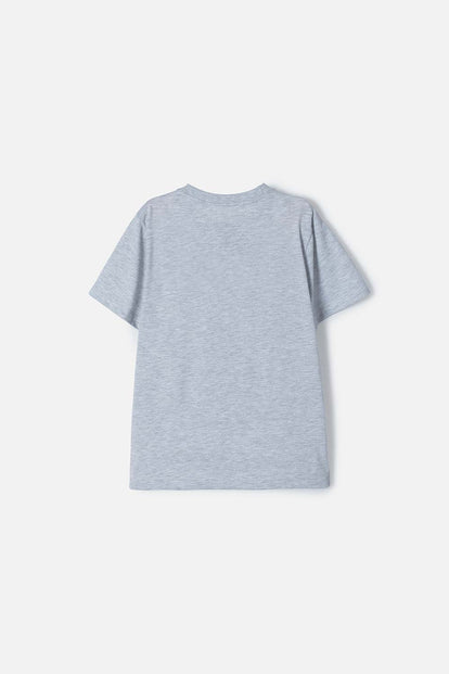 POLERA DE MINECRAFT MANGA CORTA GRIS PARA NIÑO
