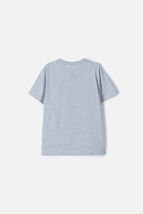 POLERA DE MINECRAFT MANGA CORTA GRIS PARA NIÑO