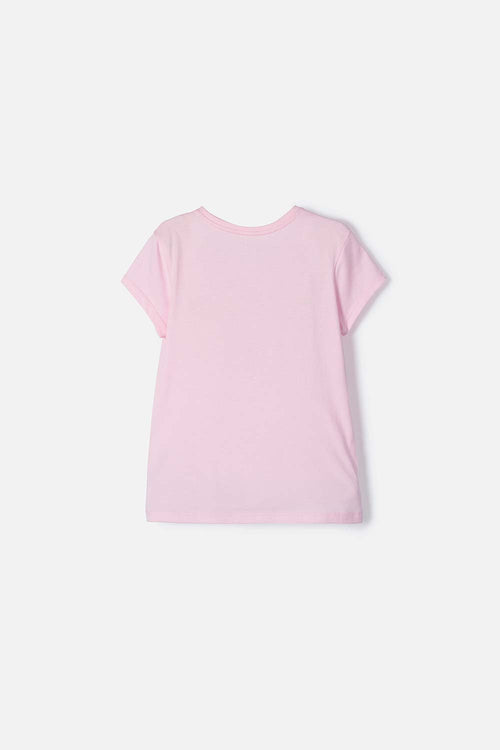 POLERA DE BARBIE MANGA CORTA ROSADA PARA NIÑA