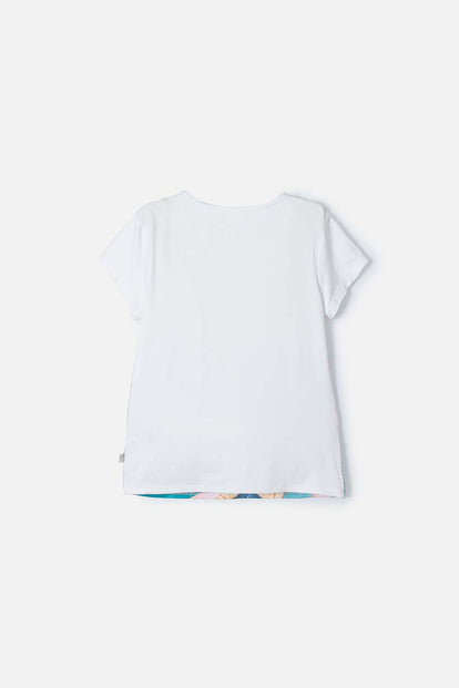 POLERA PRINCESAS DISNEY MANGA CORTA BLANCO PARA NIÑA