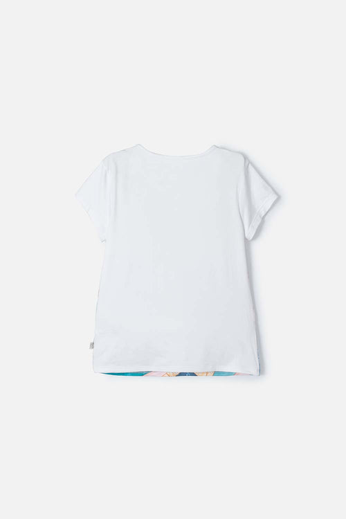 POLERA PRINCESAS DISNEY MANGA CORTA BLANCO PARA NIÑA