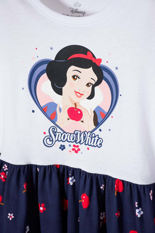 VESTIDO DE BLANCANIEVES BLANCO Y AZUL DE MANGA CORTA PARA NIÑA