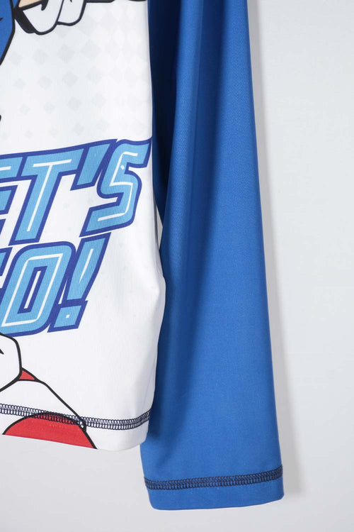 CONJUNTO DE BAÑO SONIC MANGA LARGA AZUL Y BLANCO PARA NIÑO