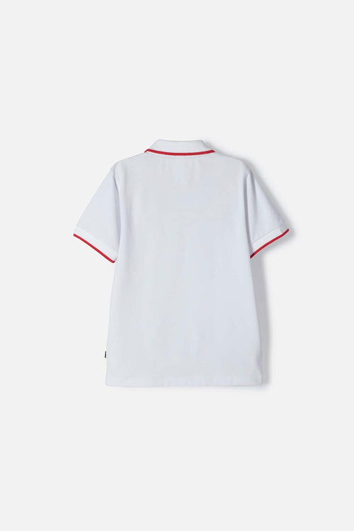POLERA TIPO POLO DE SPIDERMAN BLANCA CON BOTONES PARA NIÑO