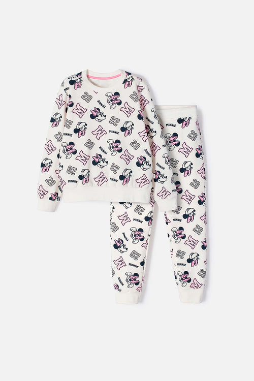 CONJUNTO DE MINNIE MOUSE CON BUZO MARFIL PARA NIÑA
