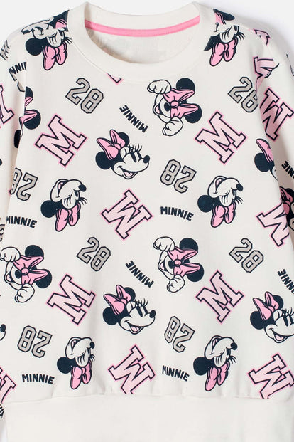 CONJUNTO DE MINNIE MOUSE CON BUZO MARFIL PARA NIÑA
