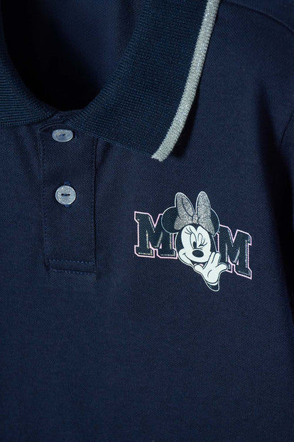 POLERA DE MINNIE MOUSE AZUL TIPO POLO PARA NIÑA