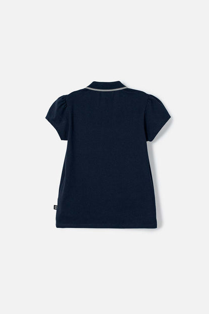 POLERA DE MINNIE MOUSE AZUL TIPO POLO PARA NIÑA