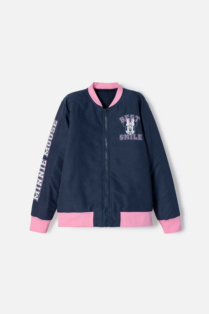 CHAQUETA DE MINNIE MOUSE AZUL CON AJUSTE DE CIERRE PARA NIÑA