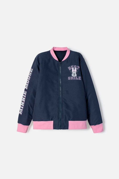 CHAQUETA DE MINNIE MOUSE AZUL CON AJUSTE DE CIERRE PARA NIÑA