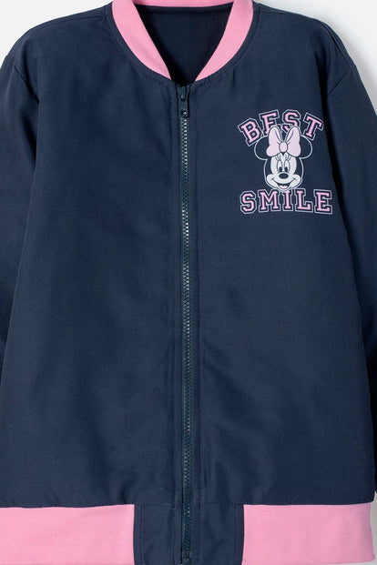 CHAQUETA DE MINNIE MOUSE AZUL CON AJUSTE DE CIERRE PARA NIÑA
