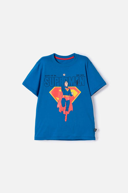 POLERA DE SUPERMAN MANGA CORTA AZUL PARA NIÑO