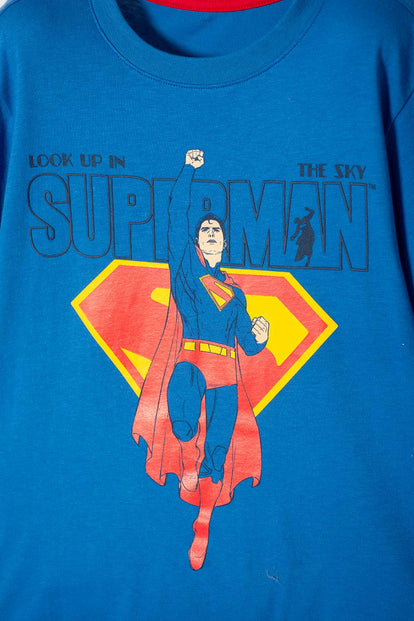 POLERA DE SUPERMAN MANGA CORTA AZUL PARA NIÑO