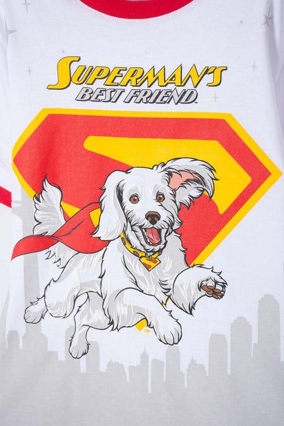 POLERA DE SUPERMAN MANGA CORTA BLANCO PARA NIÑO