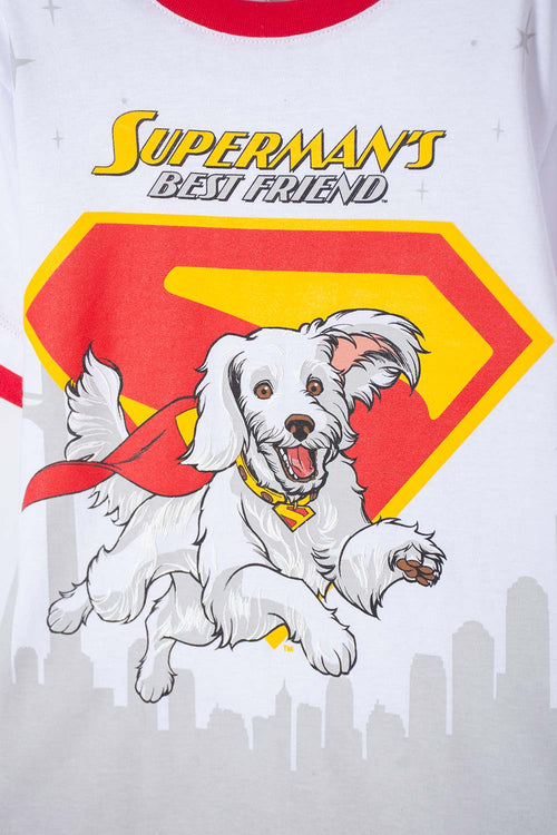 POLERA DE SUPERMAN MANGA CORTA BLANCO PARA NIÑO