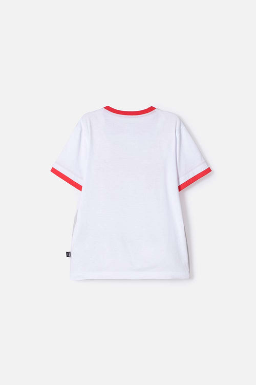 POLERA DE SUPERMAN MANGA CORTA BLANCO PARA NIÑO