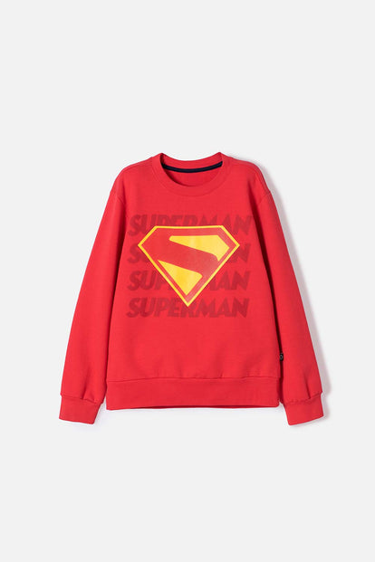POLERON DE SUPERMAN CERRADO ROJO PARA NIÑO