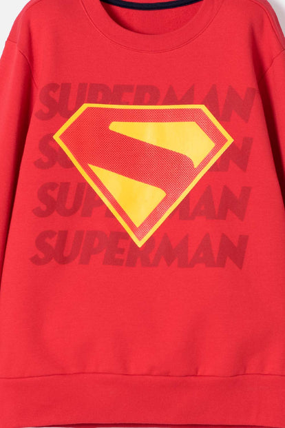 POLERON DE SUPERMAN CERRADO ROJO PARA NIÑO