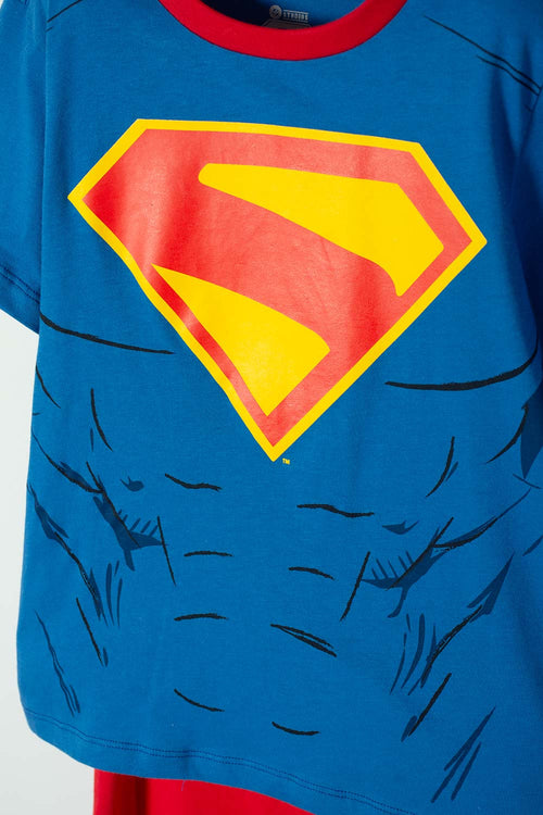 PIJAMA DE SUPERMAN CON PANTALÓN LARGO AZUL Y ROJO PARA NIÑO