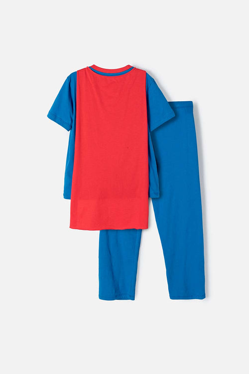 PIJAMA DE SUPERMAN CON PANTALÓN LARGO AZUL Y ROJO PARA NIÑO