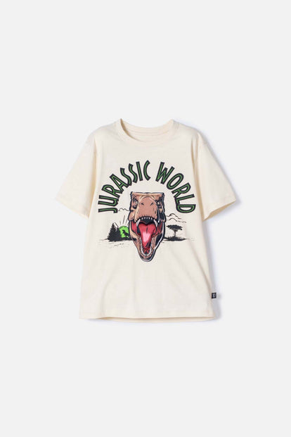 POLERA DE JURASSIC WORLD AVELLANA MANGA CORTA PARA NIÑO
