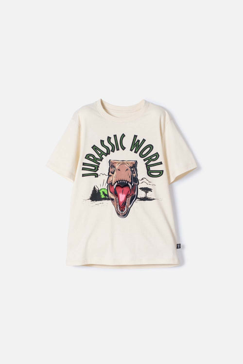 POLERA DE JURASSIC WORLD AVELLANA MANGA CORTA PARA NIÑO
