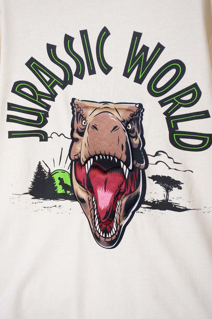 POLERA DE JURASSIC WORLD AVELLANA MANGA CORTA PARA NIÑO
