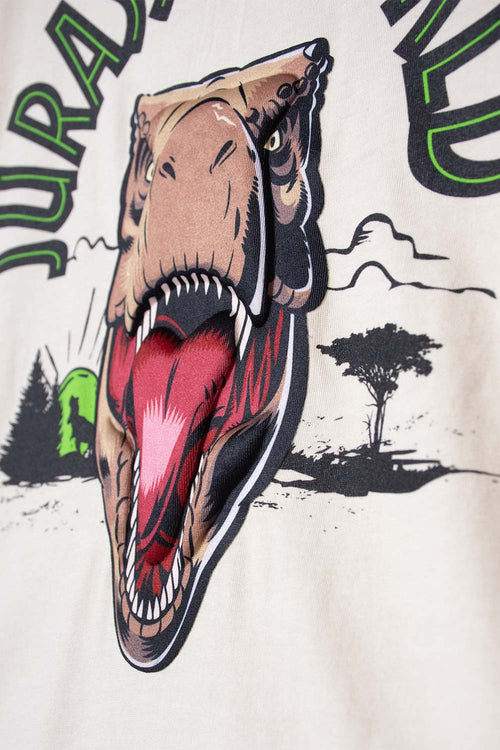 POLERA DE JURASSIC WORLD AVELLANA MANGA CORTA PARA NIÑO