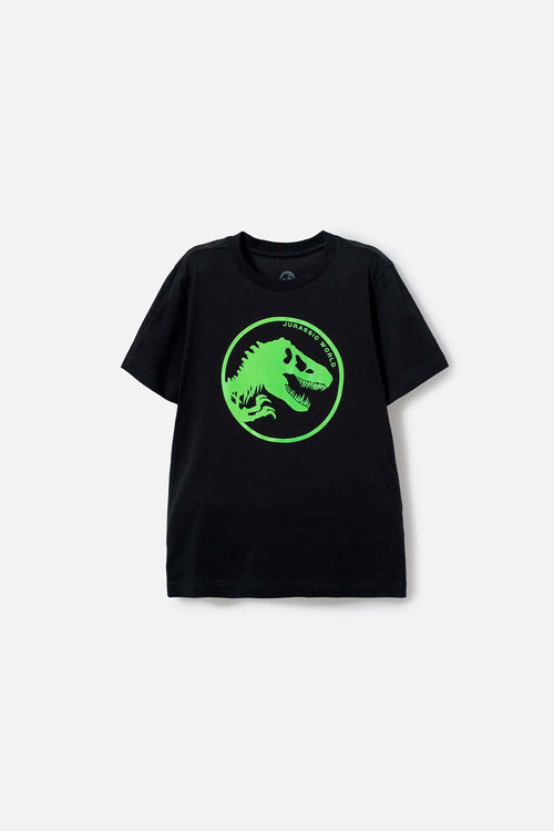 POLERA DE JURASSIC WORLD MANGA CORTA NEGRO PARA NIÑO