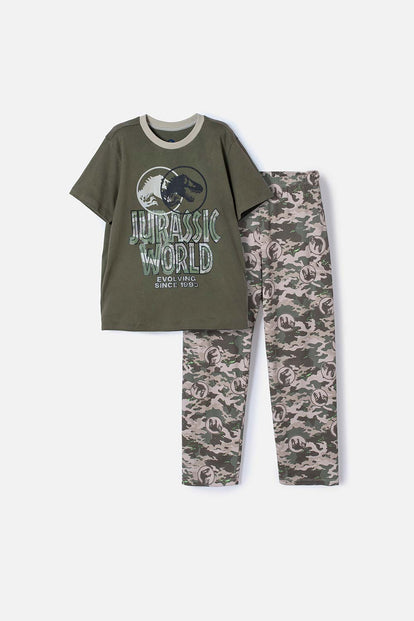 PIJAMA DE JURASSIC WORLD VERDE DE CAMISETA MANGA CORTA PARA NIÑO