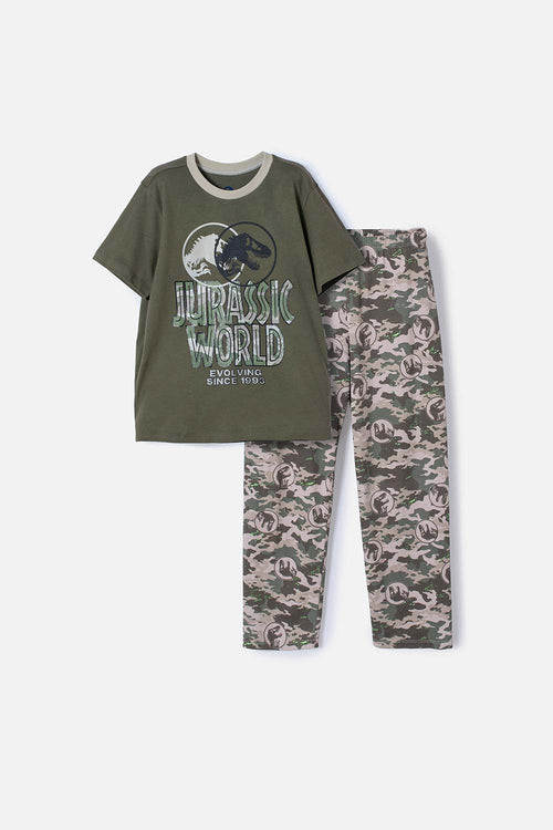 PIJAMA DE JURASSIC WORLD VERDE DE CAMISETA MANGA CORTA PARA NIÑO