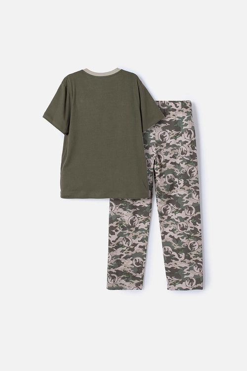 PIJAMA DE JURASSIC WORLD VERDE DE CAMISETA MANGA CORTA PARA NIÑO
