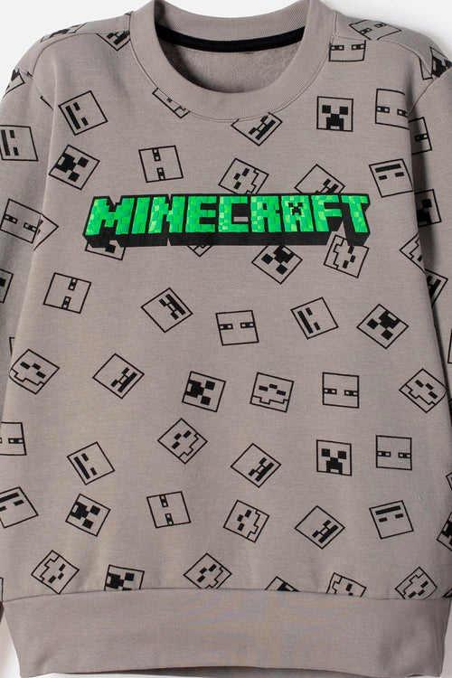CONJUNTO DE MINECRAFT CON PANTALÓN GRIS PARA NIÑO
