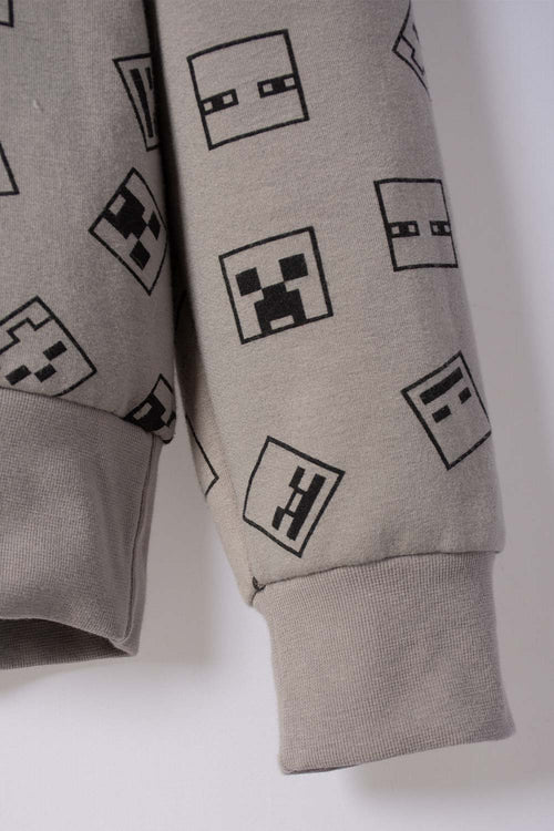 CONJUNTO DE MINECRAFT CON PANTALÓN GRIS PARA NIÑO