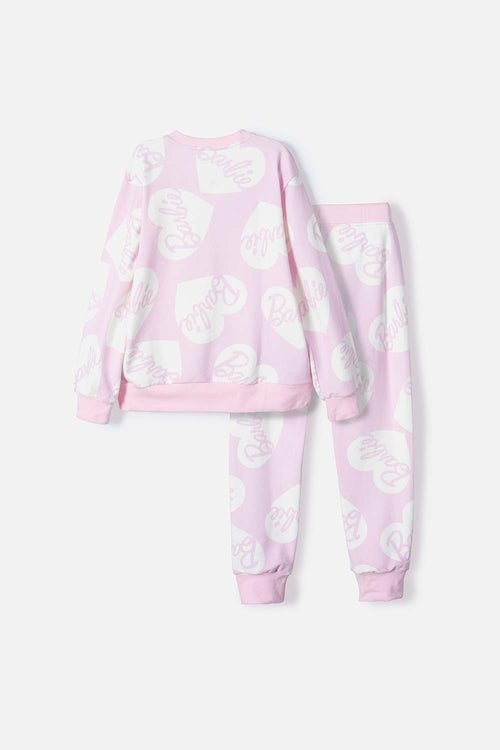 CONJUNTO DE BARBIE CON PANTALÓN LARGO ROSA PASTEL PARA NIÑA
